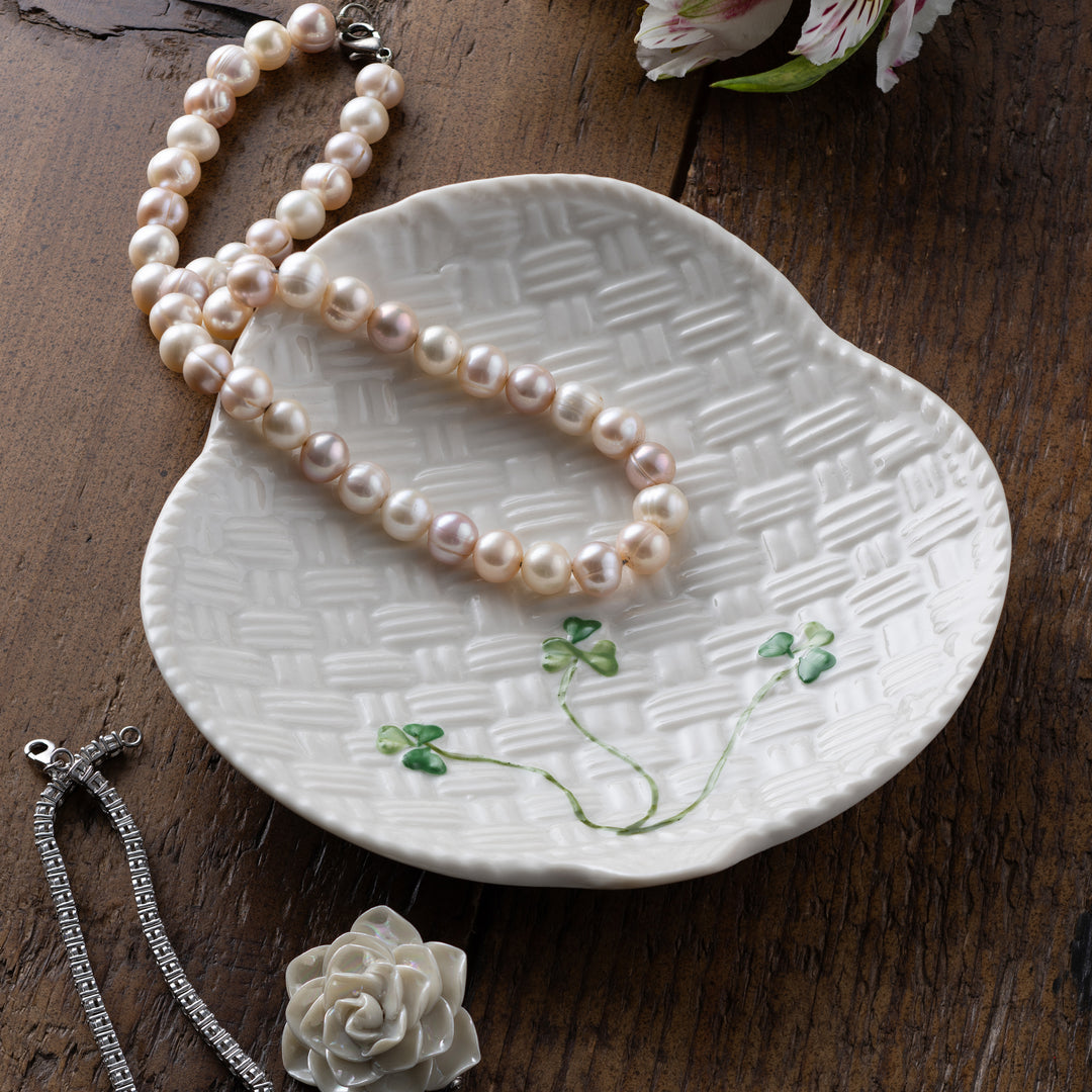 Belleek Classic Shamrock Canape Plate Set of 2