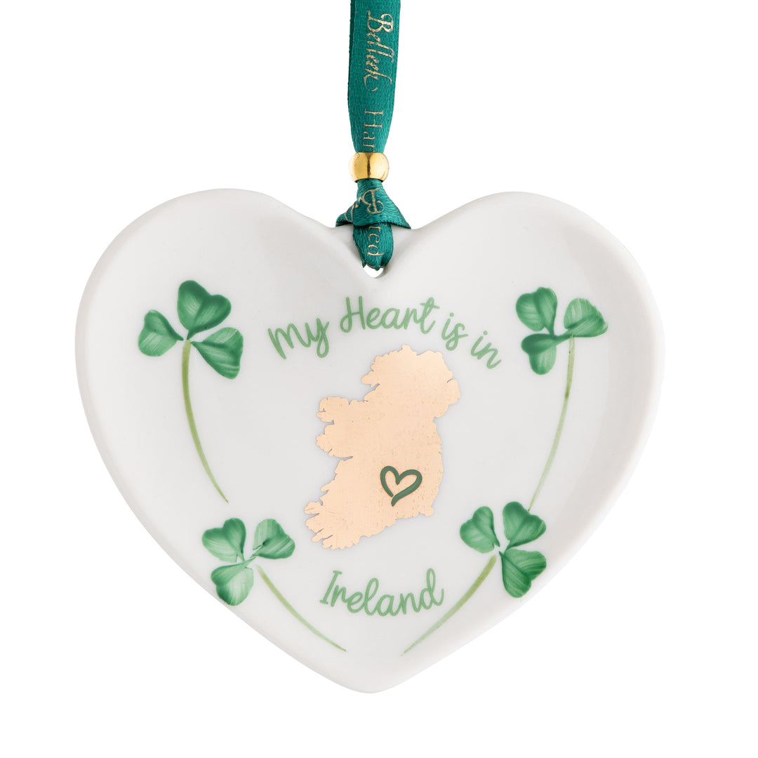 Belleek Classic My Heart is in Ireland Hanging Ornament