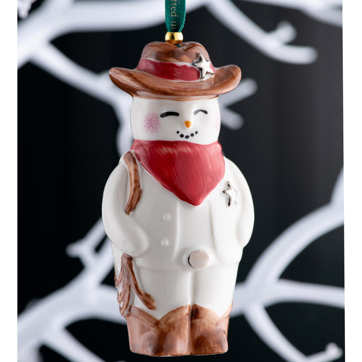 Belleek Classic Wild West Snowman Hanging Ornament