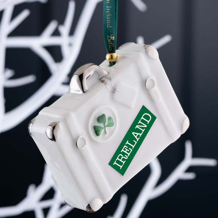 Belleek Classic Vintage Suitcase Hanging Ornament - Ireland