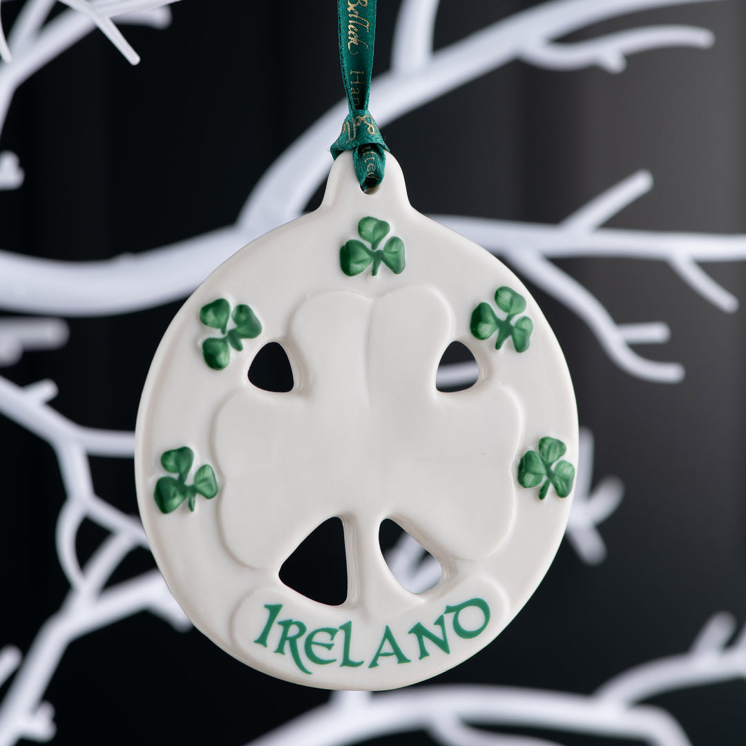 Belleek Classic Ireland Shamrock Hanging Ornament