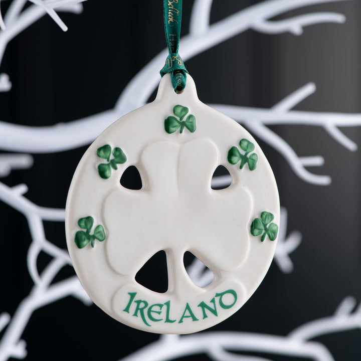 Belleek Classic Ireland Shamrock Hanging Ornament