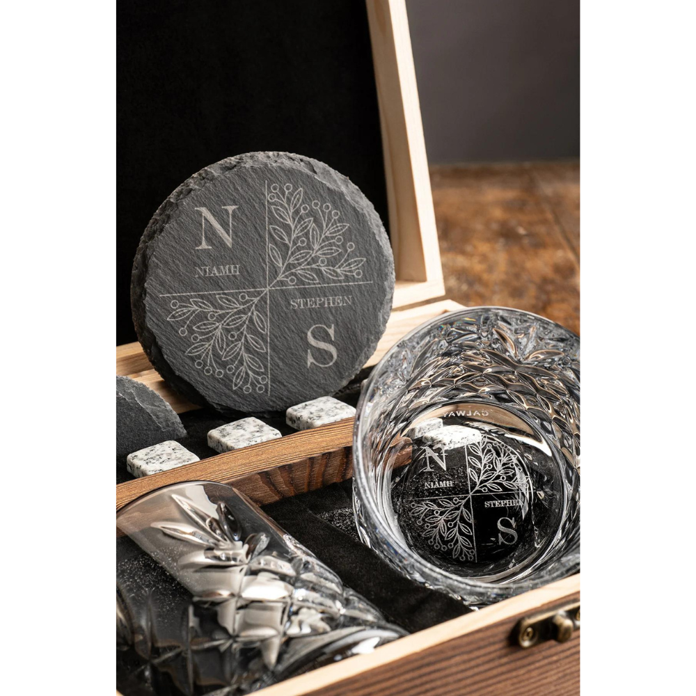 Galway Crystal Renmore Bamboo Whiskey Set