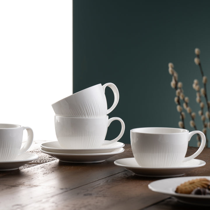 Belleek Living Erne Cappuccino Cup & Saucer Set of 4