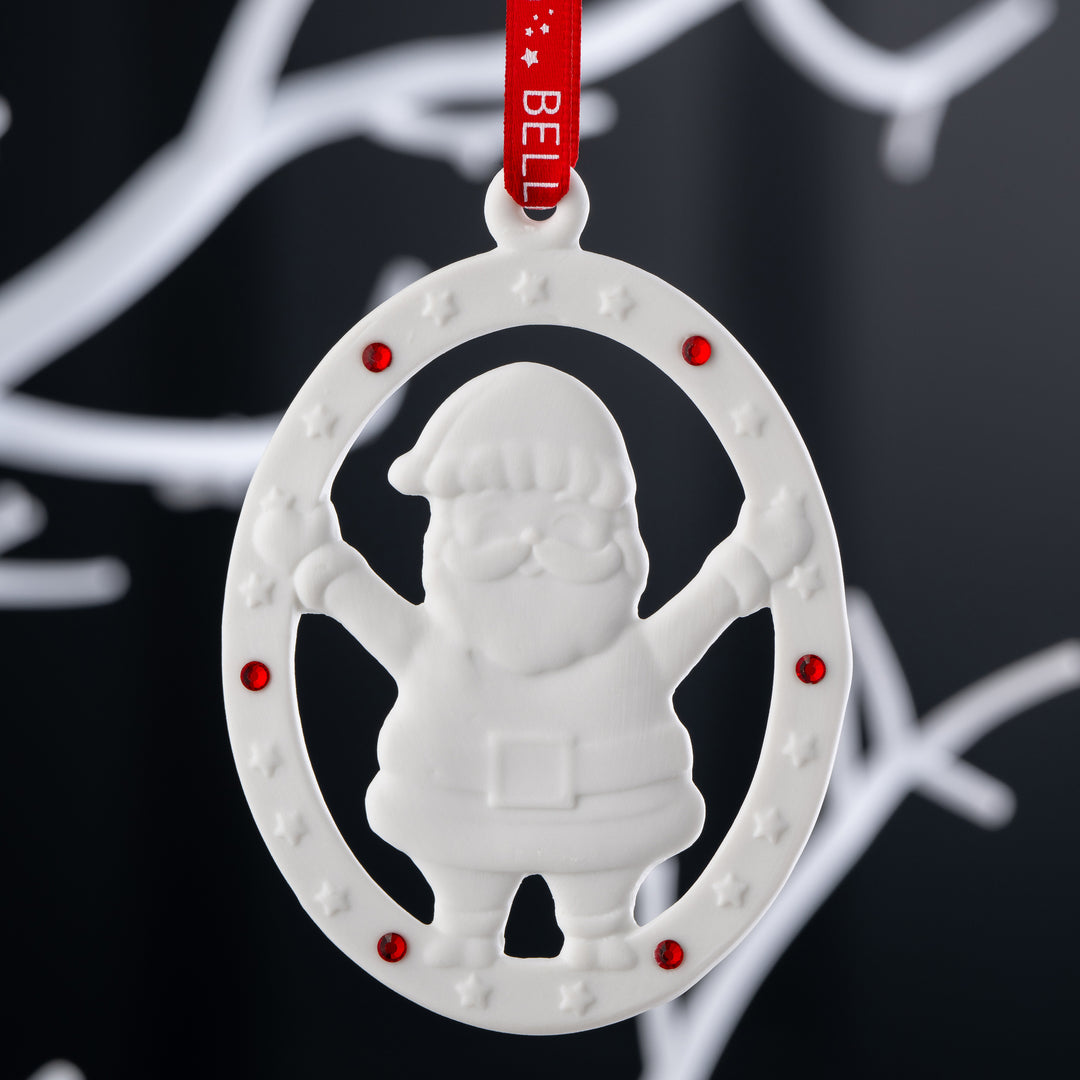 Belleek Living Jolly Santa Ornament