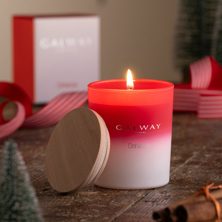 Galway Crystal Cinnamon Wooden Lid Jar Candle Small