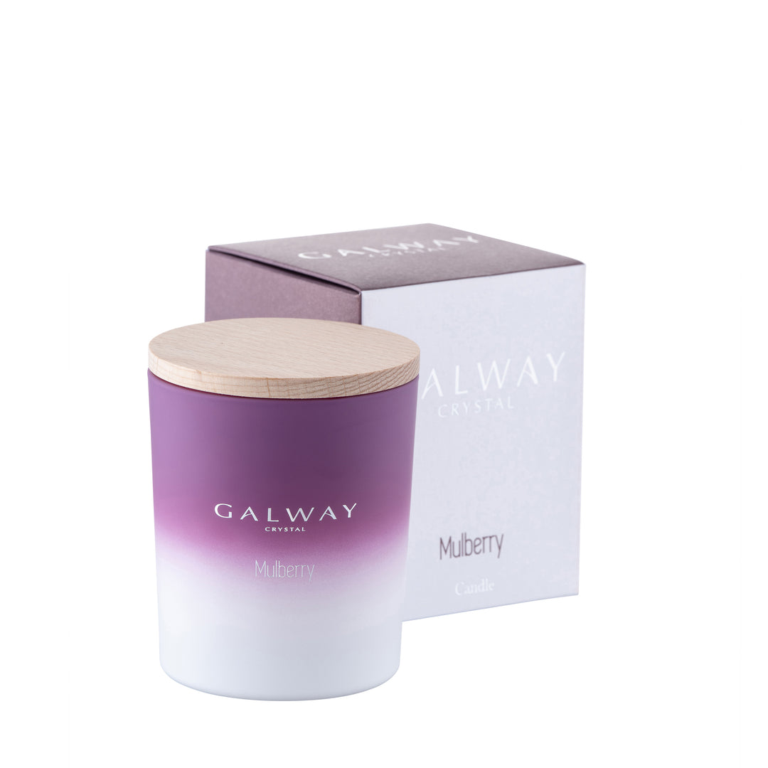 Galway Crystal Mulberry Wooden Lid Jar Candle Small