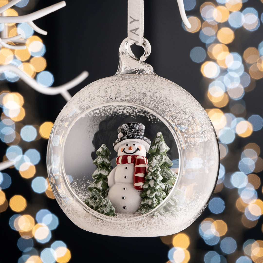 Galway Crystal Snowman Forest Hanging Bauble