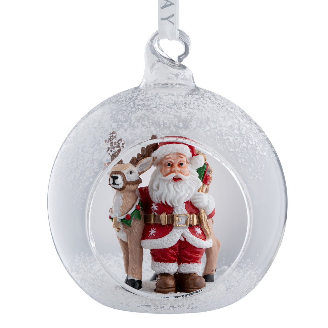 Galway Crystal Santa & Reindeer Hanging Bauble