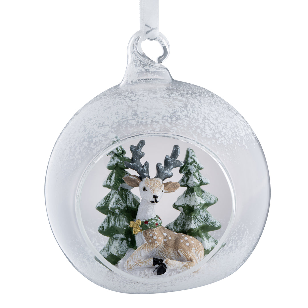 Galway Crystal Reindeer Forest Hanging Bauble