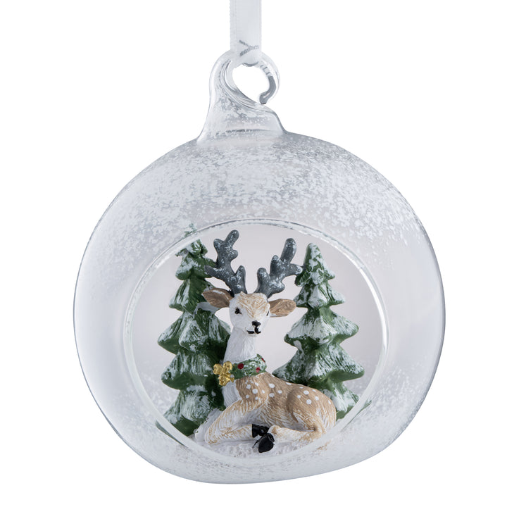 Galway Crystal Reindeer Forest Hanging Bauble