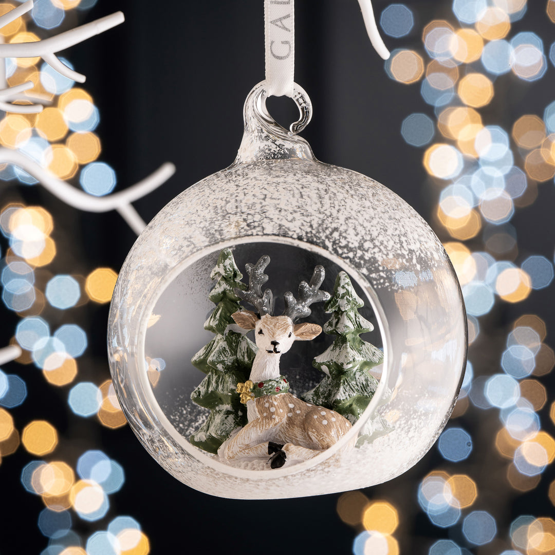 Galway Crystal Reindeer Forest Hanging Bauble