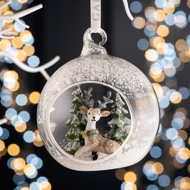 Galway Crystal Reindeer Forest Hanging Bauble