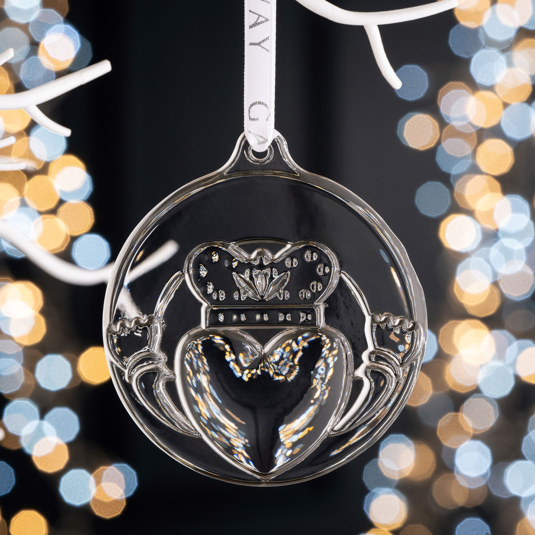 Galway Crystal Claddagh Embossed Flat Hanging Ornament
