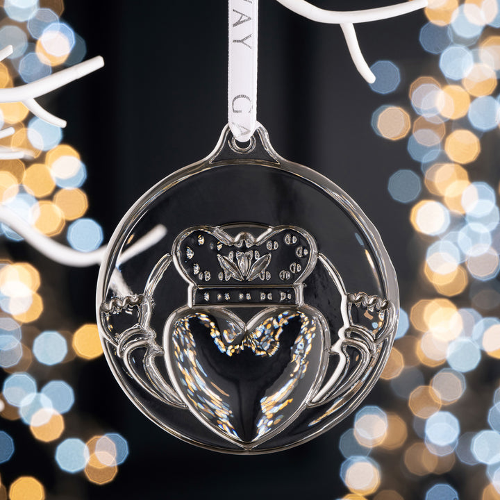 Galway Crystal Claddagh Embossed Flat Hanging Ornament