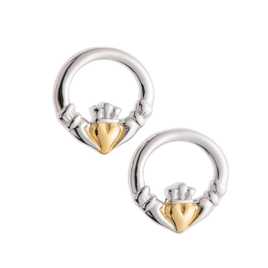 Galway-Crystal-Jewellery-Claddagh-Earrings-Sterling-Silver-&-Gold