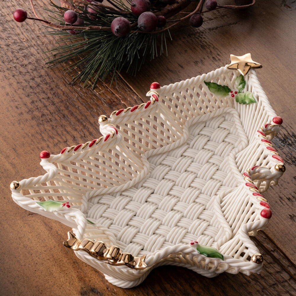 Belleek Classic Christmas Tree Basket