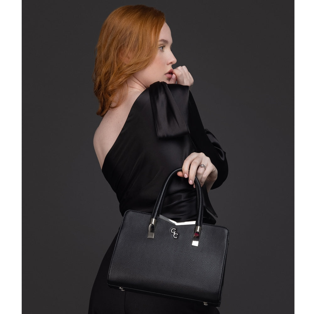 Galway Crystal Fashion Top Handle Handbag - Black