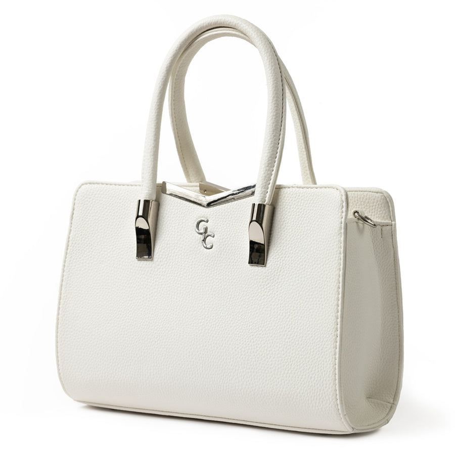 Galway Crystal Fashion Top Handle Handbag - White
