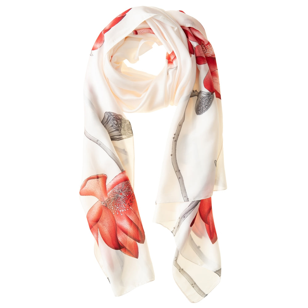 Galway Crystal Fashion Red Lilies Polyester Scarf