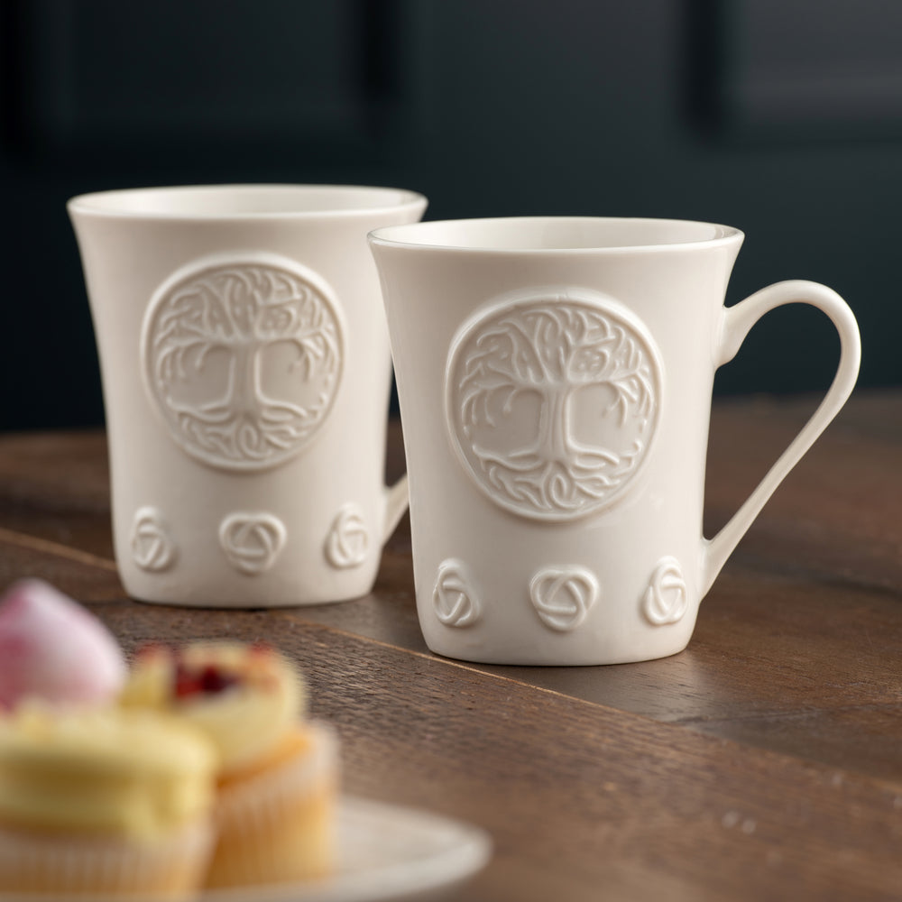 Belleek Classic Tree of Life Set of Two Mugs