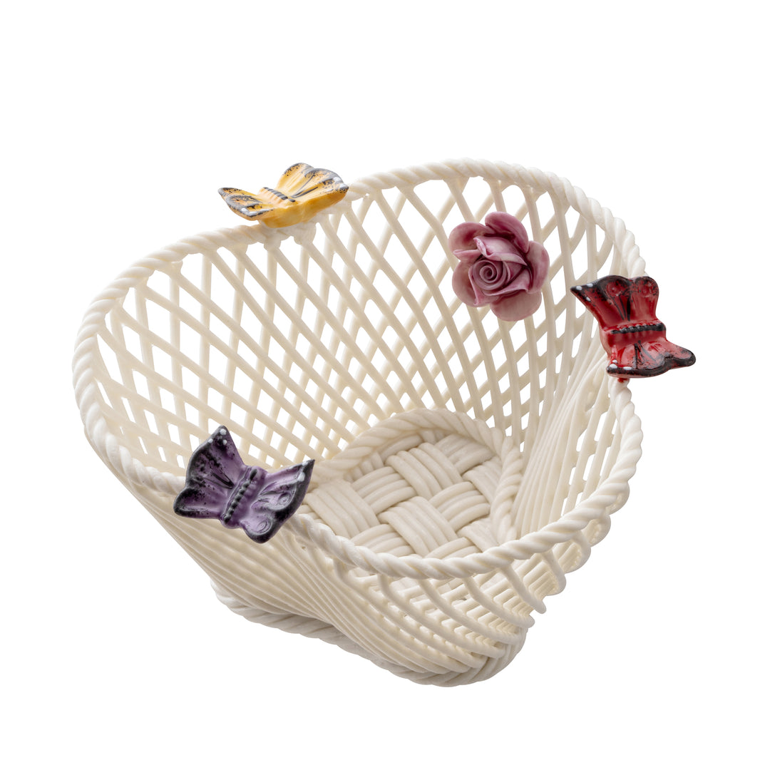 Belleek Classic Butterfly Basket  - Bright