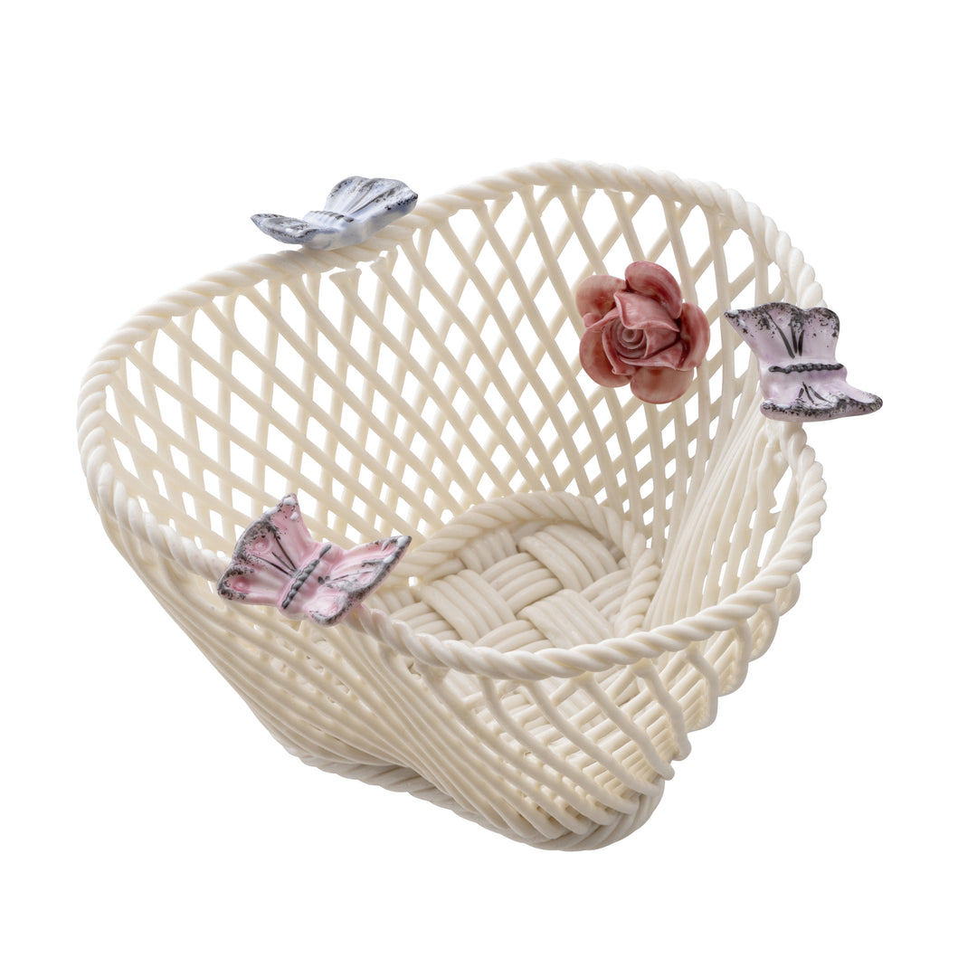 Belleek Classic Butterfly Basket  - Pastel