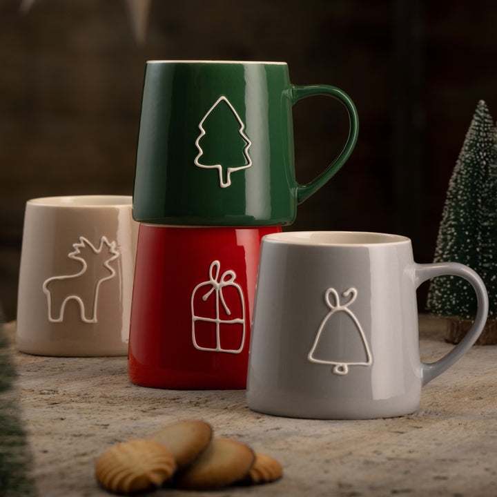 Belleek Living Christmas Doodles Mugs Set of 4