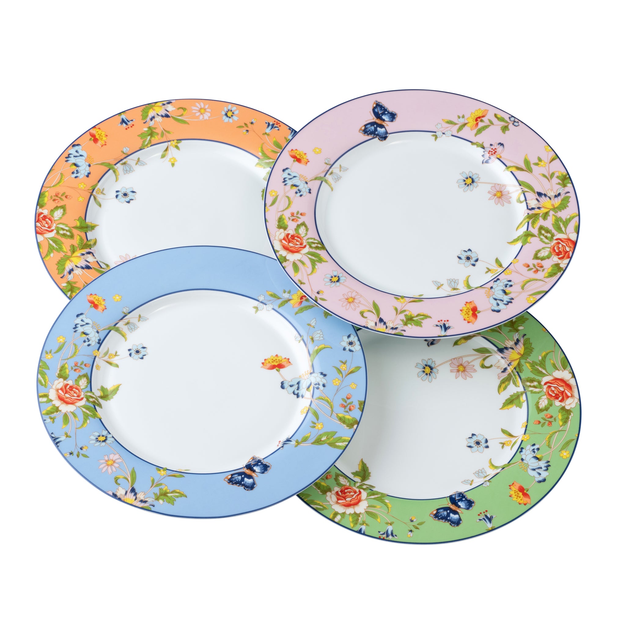Aynsley Cottage Garden Dinner Plates Set of 4 Belleek Pottery