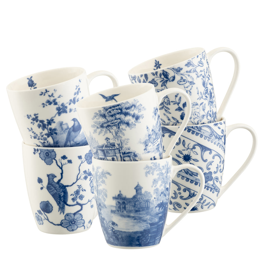 Aynsley Archive Blue Mugs Set of 6