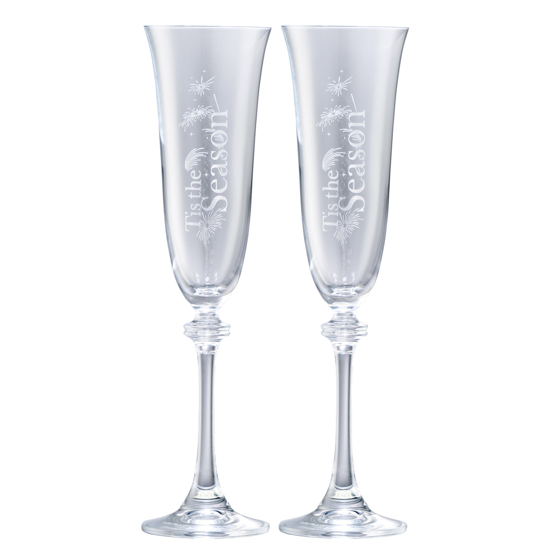 Galway Crystal Tis the Season Liberty Flute Pair