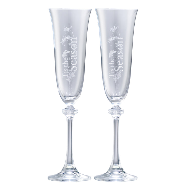 Galway Crystal Tis the Season Liberty Flute Pair