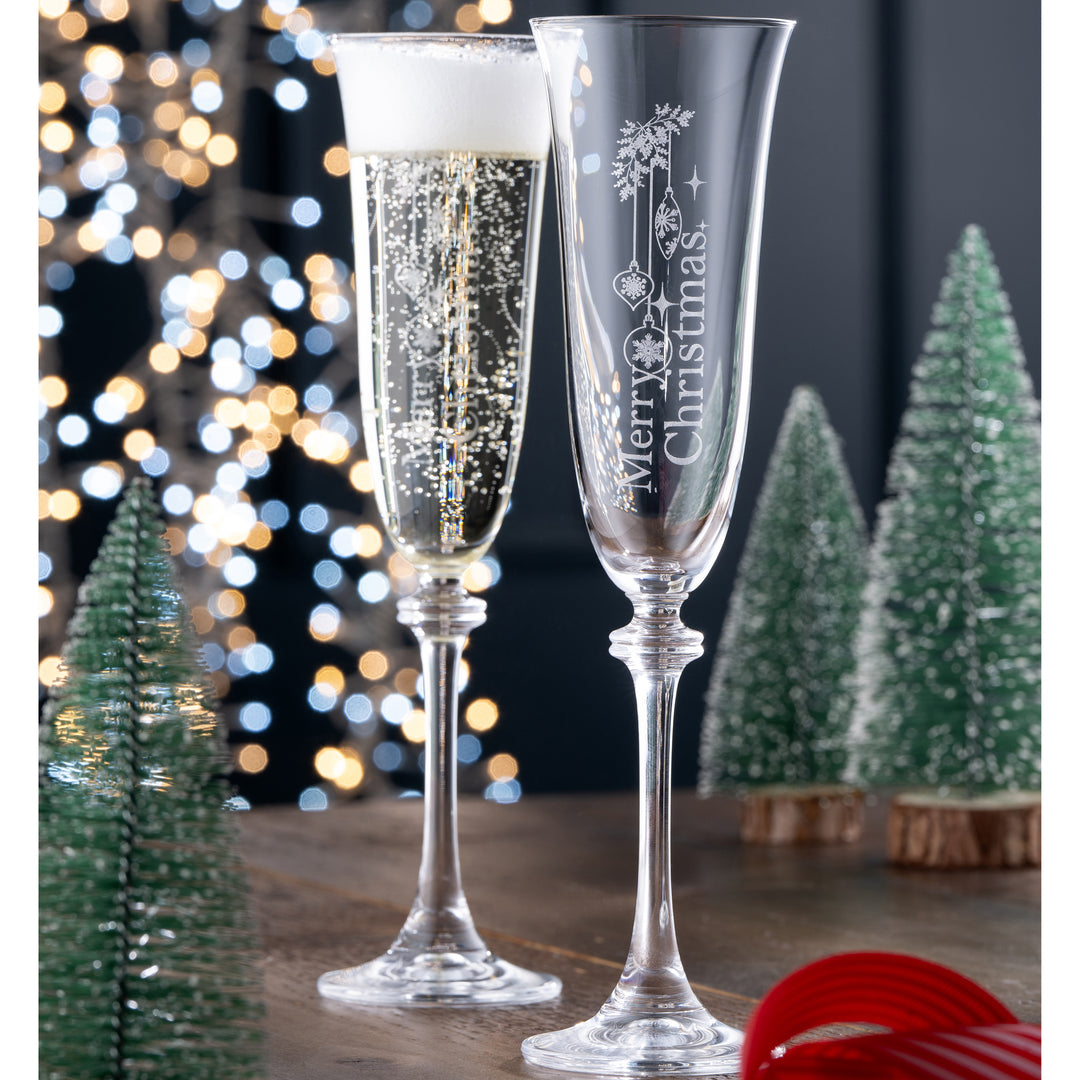 Galway Crystal Merry Christmas Liberty Flute Pair