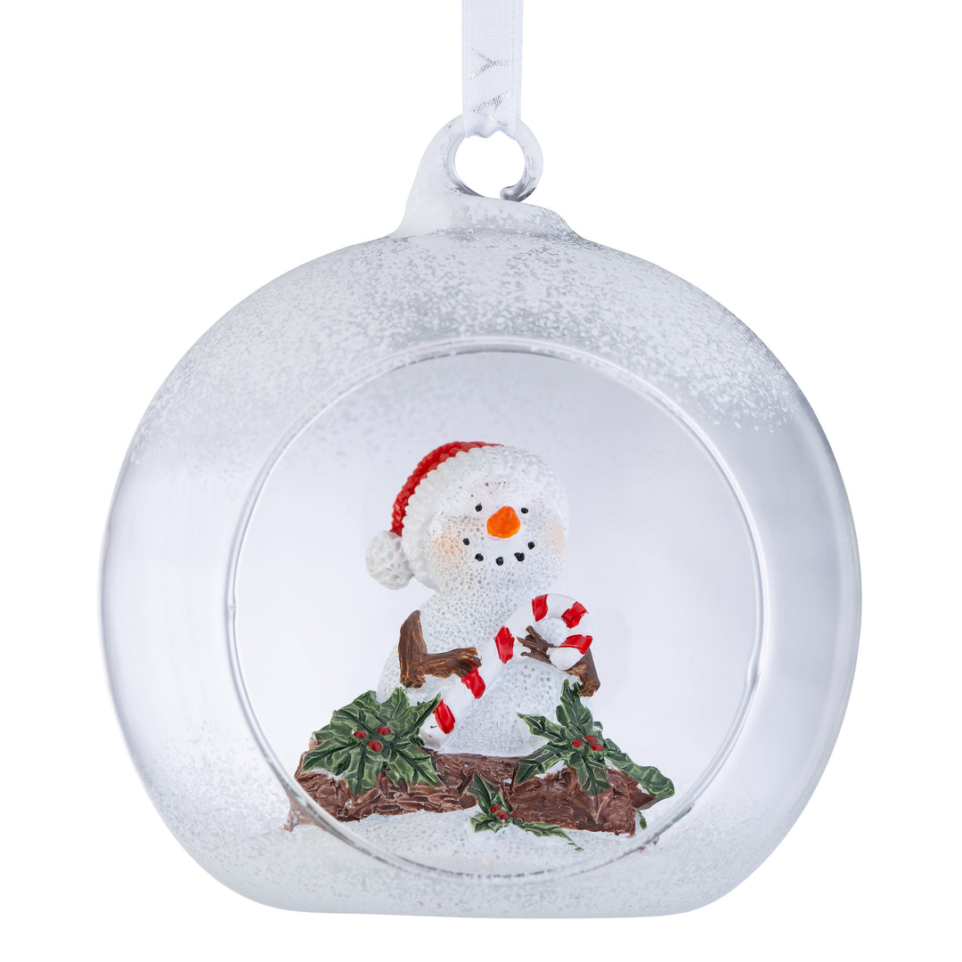 Galway Crystal Candy Cane Snowman Hanging Bauble