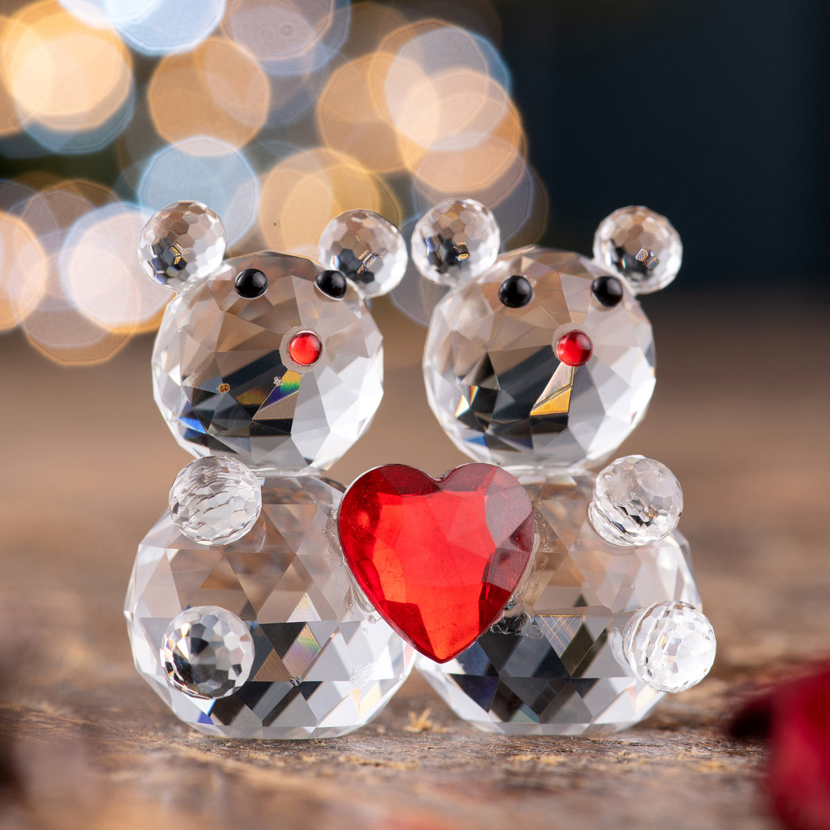 Galway Crystal Love Heart Teddy Bears Figurine
