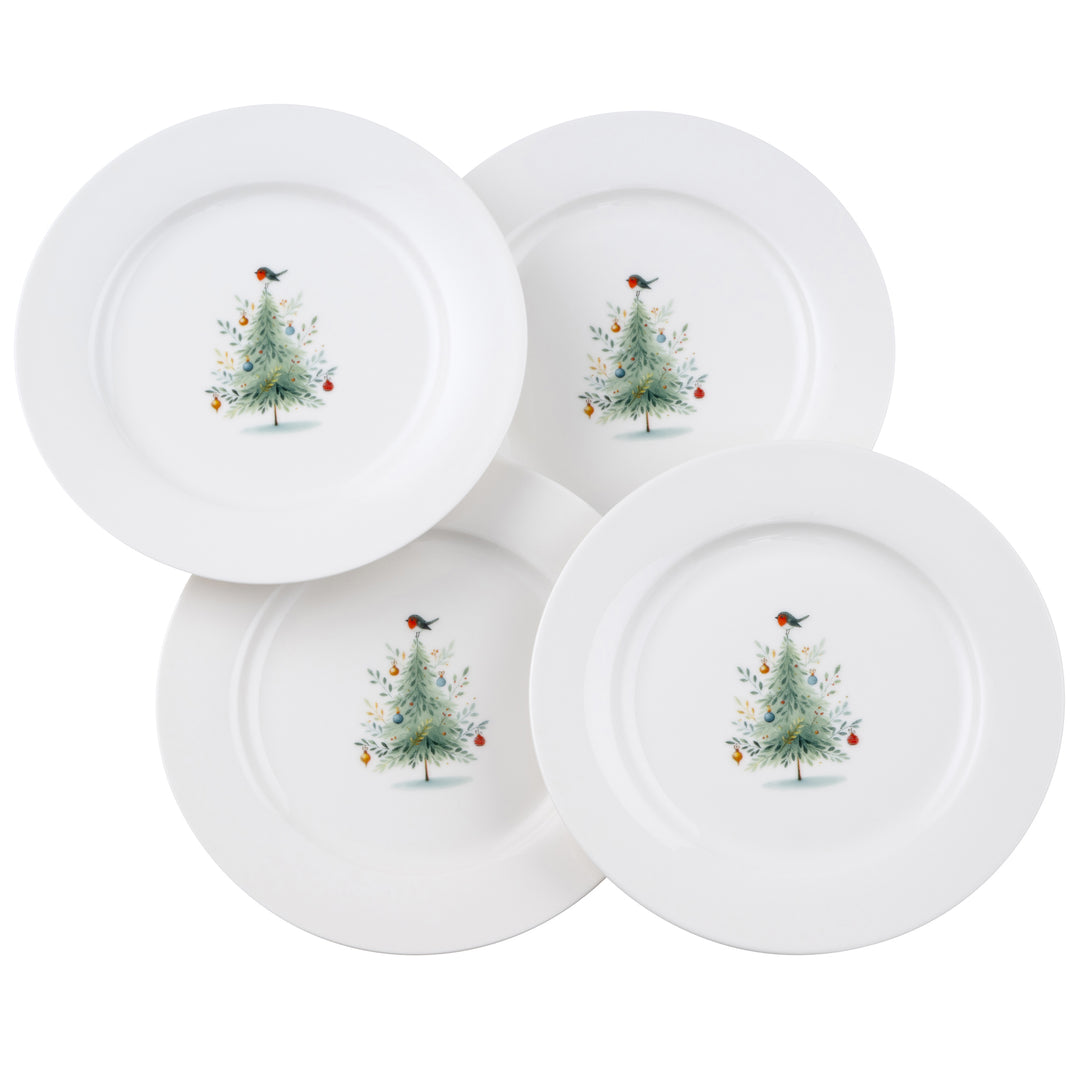 Aynsley Little Robin Christmas Tree Teaplates Set of 4