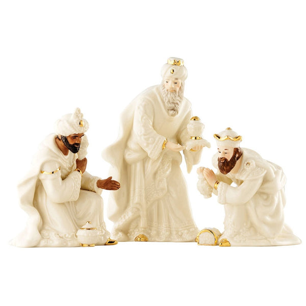 Lenox Holiday Presepe In Ceramica Da 7 Pezzi - Sacra Famiglia, Re Magi E Angelo, Decorazioni Natalizie Con Oro 24K, Altezza 10 Cm