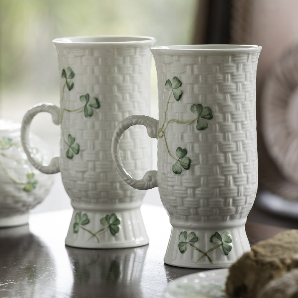 Belleek Classic Irish Coffee Mug Pair