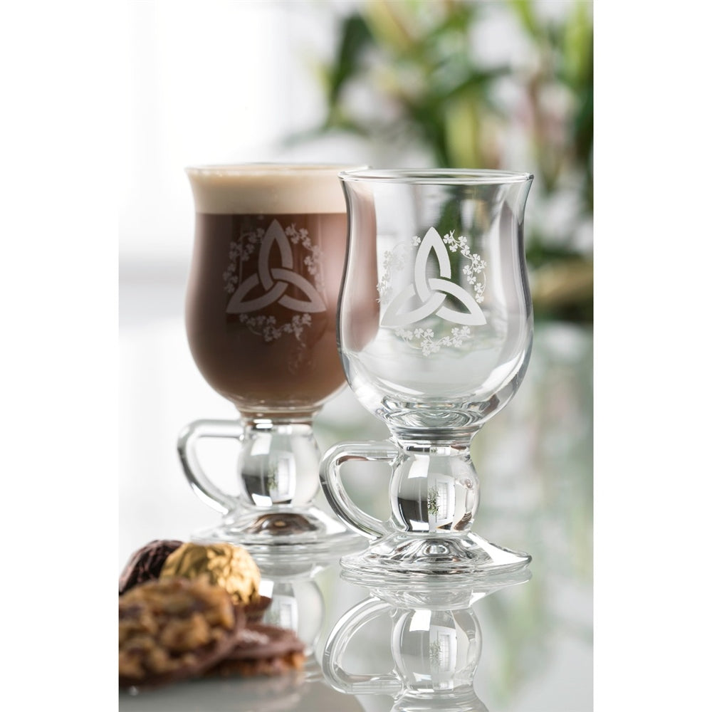 Galway Crystal Trinity Knot Shamrock Latte Mugs Pair