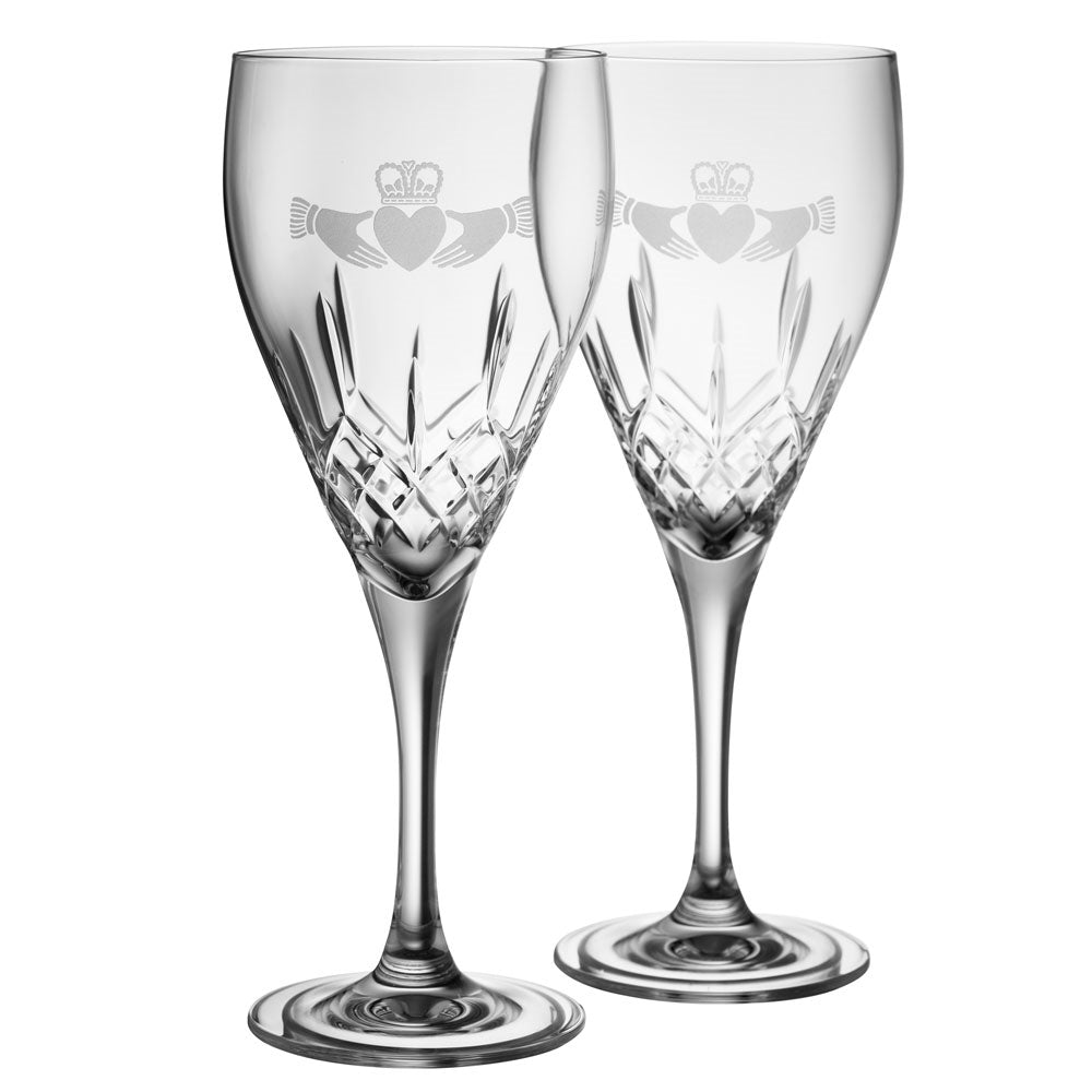 Galway Crystal Claddagh Red Wine Glass Pair