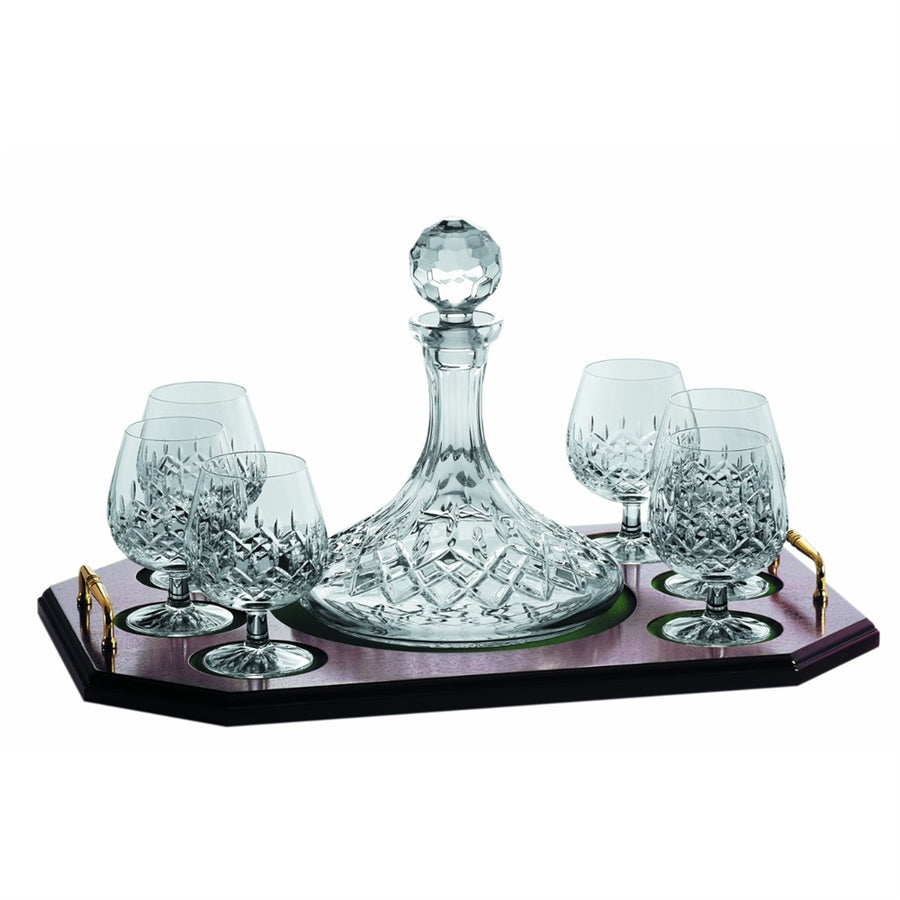 Galway Crystal Longford Brandy Decanter Tray Set
