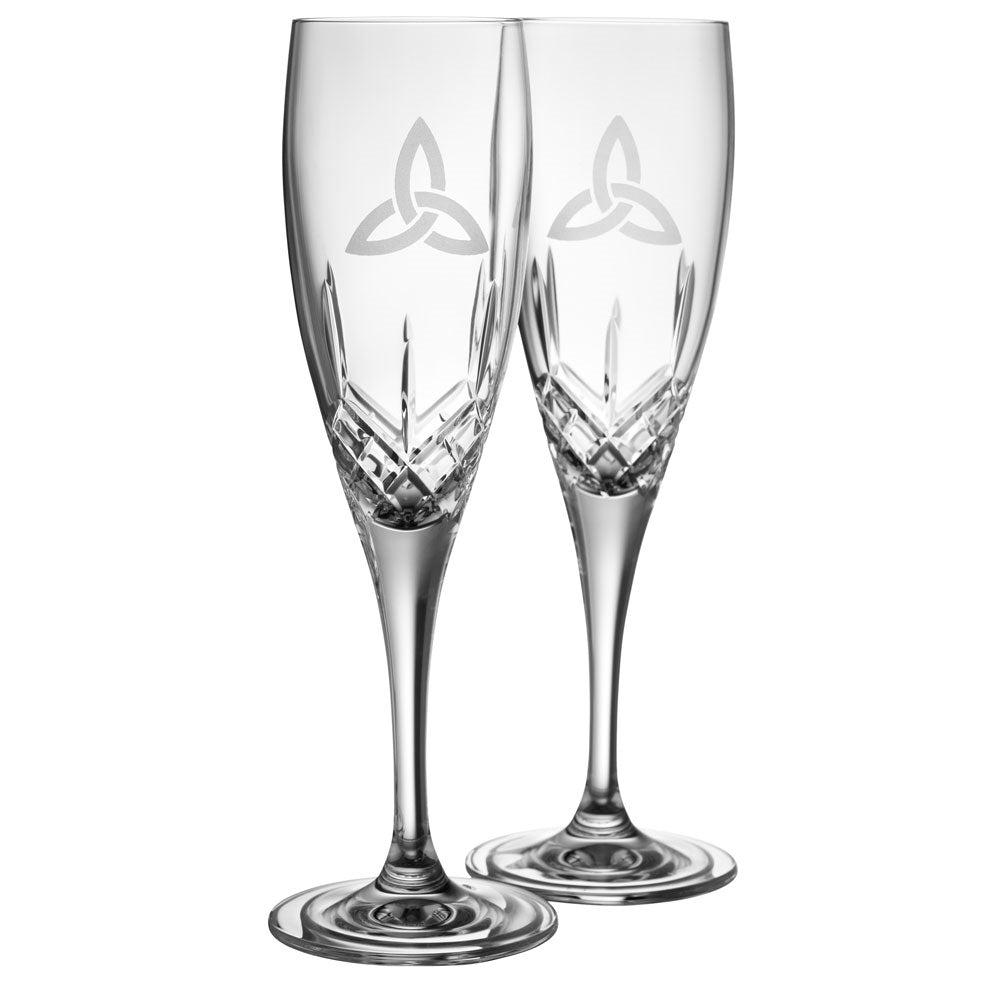 Galway Crystal Trinity Knot Flute Pair