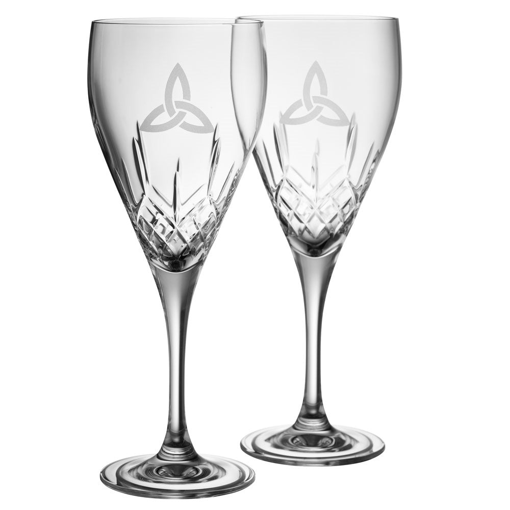 Galway Crystal Trinity Knot Red Wine Glasses - Pair
