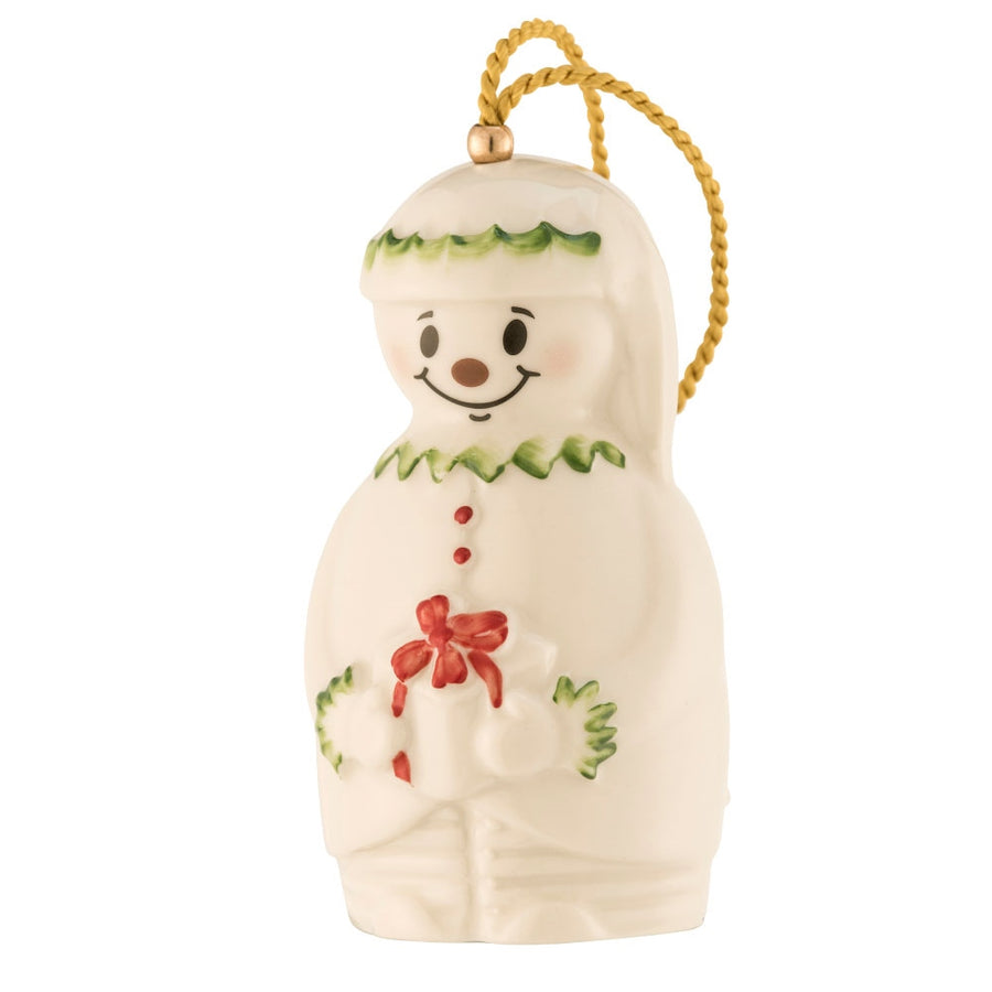 Belleek Classic Elf Snowman Bell Ornament