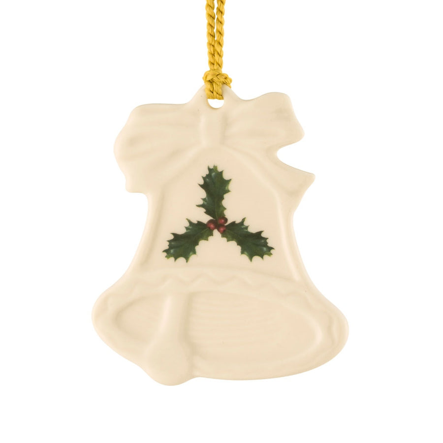 Belleek Classic Holly Bell Ornament