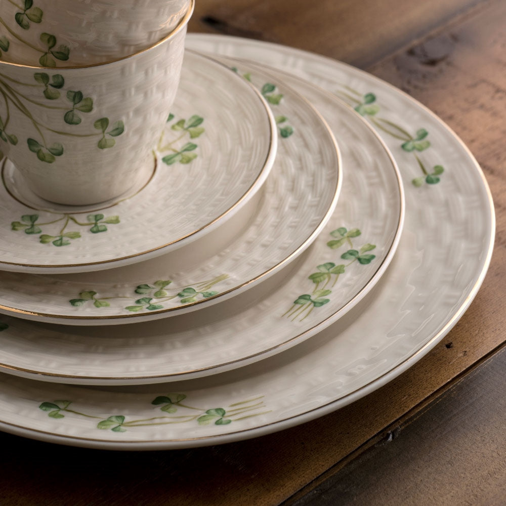 belleek classic 1880 shamrock gold 5 piece dining set