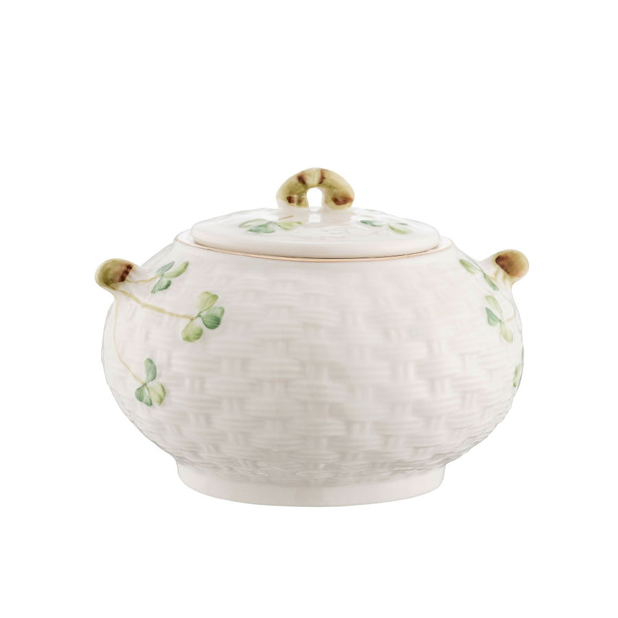 Belleek-Classic-1880---Gold-Shamrock-Sugar-Pot-and-Lid-