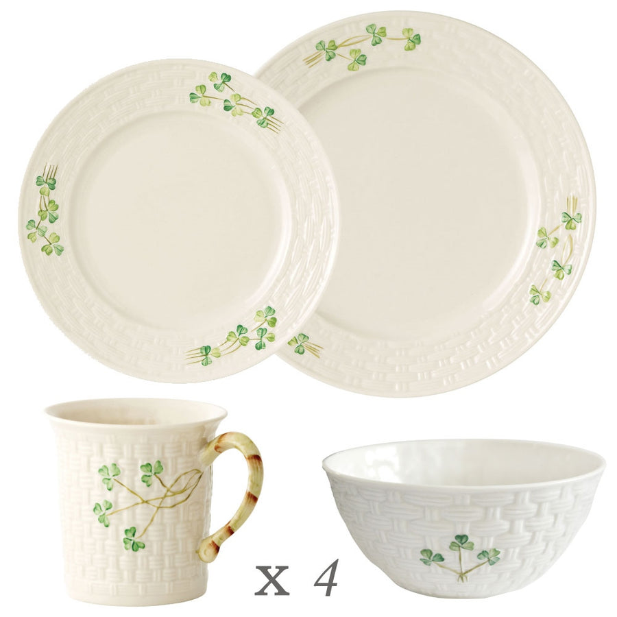 belleek classic shamrock 16 piece dining set