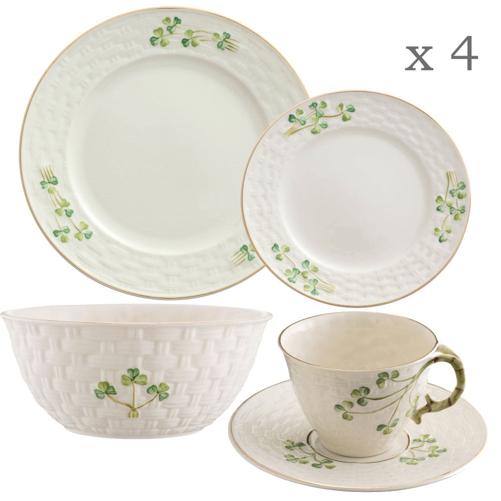 Belleek セット おまけ付き Belleek Classic 1880 Shamrock Gold 16 Piece Dinner Set – Belleek