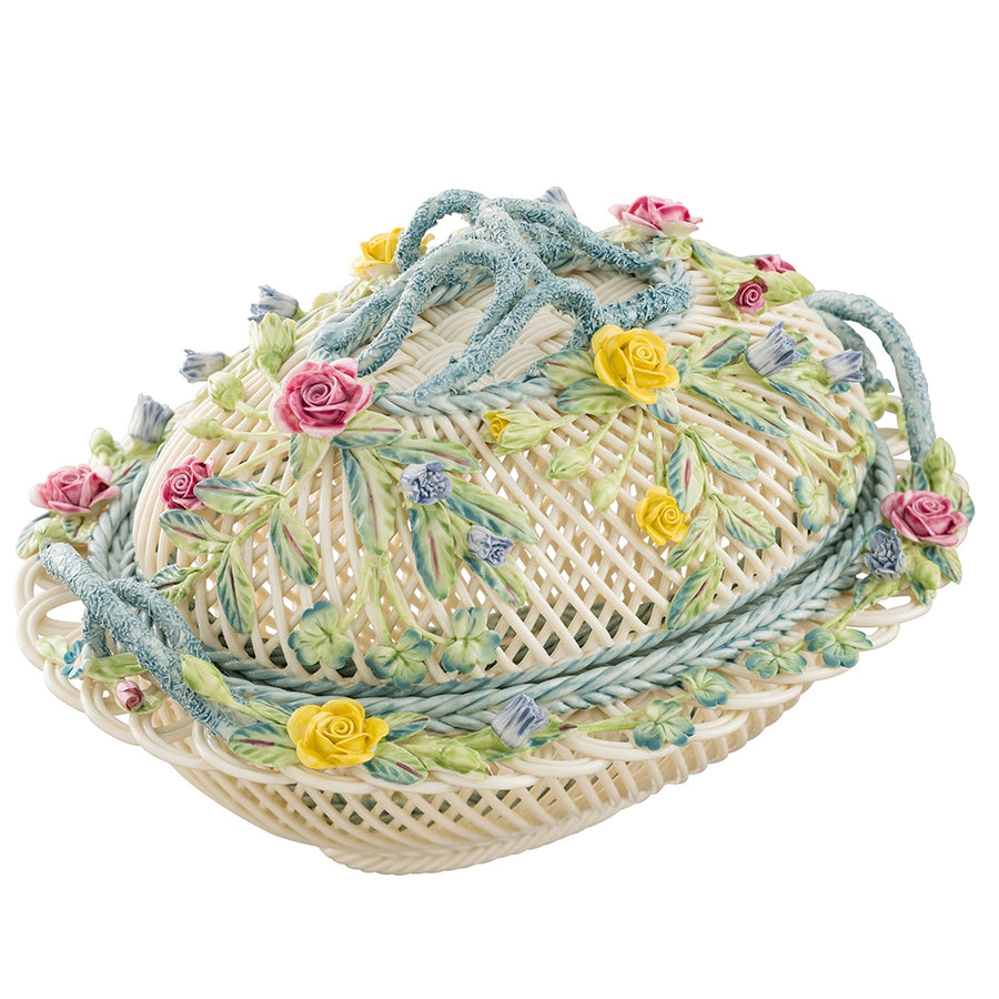 Belleek Classic Oval Covered Basket S/S